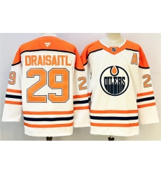 Men Edmonton Oilers 29 Leon Draisaitl White Orange 2024 25 With A Patch Stitched Jersey Men Edmonton Oilers 29 Leon Draisaitl White Orange 2024 25 With A Patch Stitched Jersey