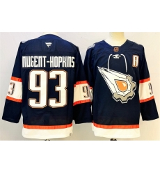 Men Edmonton Oilers 93 Ryan Nugent Hopkins Navy With A Patch Reverse Retro Stitched Jersey Men Edmonton Oilers 93 Ryan Nugent Hopkins Navy With A Patch Reverse Retro Stitched Jersey