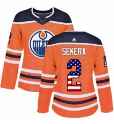 Womens Adidas Edmonton Oilers 2 Andrej Sekera Authentic Orange USA Flag Fashion NHL Jersey Womens Adidas Edmonton Oilers 2 Andrej Sekera Authentic Orange USA Flag Fashion NHL Jersey