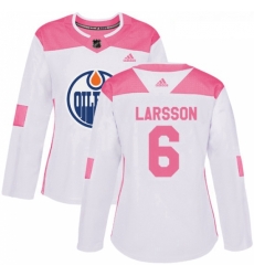 Womens Adidas Edmonton Oilers 6 Adam Larsson Authentic WhitePink Fashion NHL Jersey Womens Adidas Edmonton Oilers 6 Adam Larsson Authentic WhitePink Fashion NHL Jersey