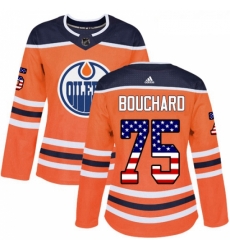 Womens Adidas Edmonton Oilers 75 Evan Bouchard Authentic Orange USA Flag Fashion NHL Jersey Womens Adidas Edmonton Oilers 75 Evan Bouchard Authentic Orange USA Flag Fashion NHL Jersey
