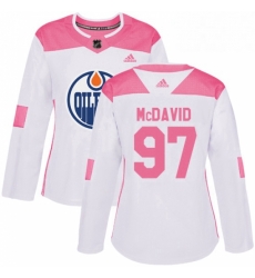Womens Adidas Edmonton Oilers 97 Connor McDavid Authentic WhitePink Fashion NHL Jersey Womens Adidas Edmonton Oilers 97 Connor McDavid Authentic WhitePink Fashion NHL Jersey