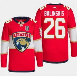 Men Florida Panthers 26 Uvis Balinskis Red 2024 Stanley Cup Final Patch Stitched Jersey