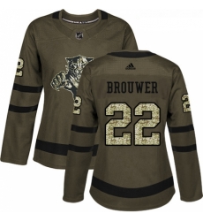 Womens Adidas Florida Panthers 22 Troy Brouwer Authentic Green Salute to Service NHL Jersey 