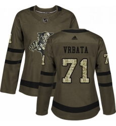 Womens Adidas Florida Panthers 71 Radim Vrbata Authentic Green Salute to Service NHL Jersey 