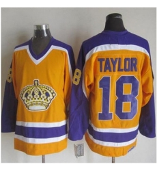 Los Angeles Kings #18 Dave Taylor Yellow Purple CCM Throwback Stitched NHL Jersey