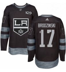 Mens Adidas Los Angeles Kings 17 Jonny Brodzinski Authentic Black 1917 2017 100th Anniversary NHL Jersey 