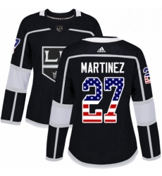 Womens Adidas Los Angeles Kings 27 Alec Martinez Authentic Black USA Flag Fashion NHL Jersey 