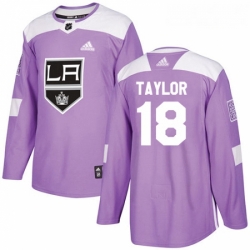 Youth Adidas Los Angeles Kings 18 Dave Taylor Authentic Purple Fights Cancer Practice NHL Jersey 