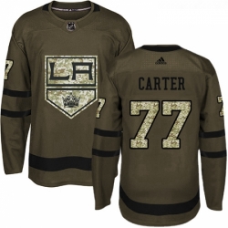 Youth Adidas Los Angeles Kings 77 Jeff Carter Authentic Green Salute to Service NHL Jersey 