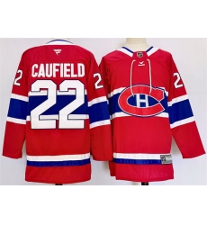 Men Montreal Canadiens 22 Cole Caufield Red 2024 25 Stitched Jersey