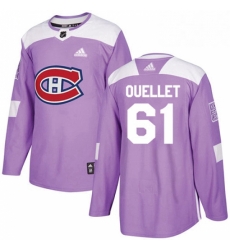 Mens Adidas Montreal Canadiens 61 Xavier Ouellet Authentic Purple Fights Cancer Practice NHL Jersey 