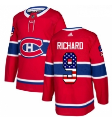 Youth Adidas Montreal Canadiens 9 Maurice Richard Authentic Red USA Flag Fashion NHL Jersey 