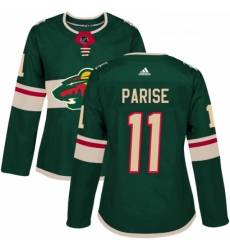 Womens Adidas Minnesota Wild 11 Zach Parise Premier Green Home NHL Jersey 