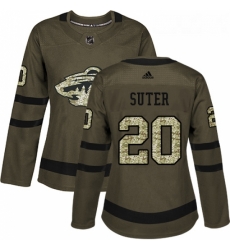 Womens Adidas Minnesota Wild 20 Ryan Suter Authentic Green Salute to Service NHL Jersey 