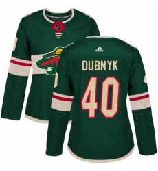 Womens Adidas Minnesota Wild 40 Devan Dubnyk Premier Green Home NHL Jersey 