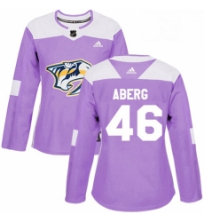 Womens Adidas Nashville Predators 46 Pontus Aberg Authentic Purple Fights Cancer Practice NHL Jersey 