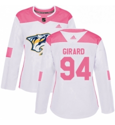 Womens Adidas Nashville Predators 94 Samuel Girard Authentic WhitePink Fashion NHL Jersey 