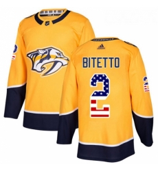 Youth Adidas Nashville Predators 2 Anthony Bitetto Authentic Gold USA Flag Fashion NHL Jersey 