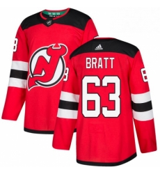 Mens Adidas New Jersey Devils 63 Jesper Bratt Premier Red Home NHL Jersey Mens Adidas New Jersey Devils 63 Jesper Bratt Premier Red Home NHL Jersey