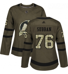 Devils #76 P K Subban Green Salute to Service Women Stitched Hockey Jersey Devils #76 P K Subban Green Salute to Service Women Stitched Hockey Jersey
