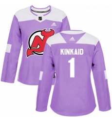 Womens Adidas New Jersey Devils 1 Keith Kinkaid Authentic Purple Fights Cancer Practice NHL Jersey Womens Adidas New Jersey Devils 1 Keith Kinkaid Authentic Purple Fights Cancer Practice NHL Jersey