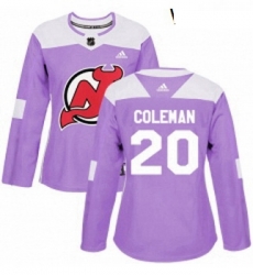 Womens Adidas New Jersey Devils 20 Blake Coleman Authentic Purple Fights Cancer Practice NHL Jersey Womens Adidas New Jersey Devils 20 Blake Coleman Authentic Purple Fights Cancer Practice NHL Jersey