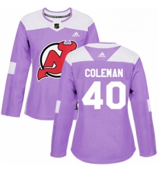 Womens Adidas New Jersey Devils 40 Blake Coleman Authentic Purple Fights Cancer Practice NHL Jersey Womens Adidas New Jersey Devils 40 Blake Coleman Authentic Purple Fights Cancer Practice NHL Jersey