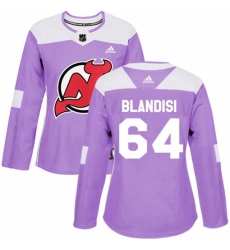 Womens Adidas New Jersey Devils 64 Joseph Blandisi Authentic Purple Fights Cancer Practice NHL Jersey Womens Adidas New Jersey Devils 64 Joseph Blandisi Authentic Purple Fights Cancer Practice NHL Jersey