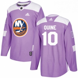 Mens Adidas New York Islanders 10 Alan Quine Authentic Purple Fights Cancer Practice NHL Jersey 