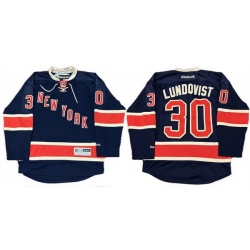 Men New York Rangers 30 Henrik Lundqvist Navy Stitched Hockey Jersey