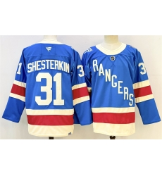 Men New York Rangers 31 Igor Shesterkin Blue 2025 Stitched Hockey Jersey 