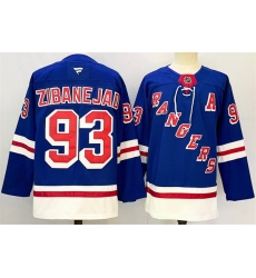 Men New York Rangers 93 Mika Zibanejad Royal 2024 25 Home With A Patch Stitched Hockey Jersey