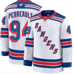 Men New York Rangers  94 Gabe Perreault White Away Stitched Hockey Jersey
