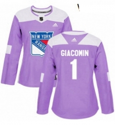 Womens Adidas New York Rangers 1 Eddie Giacomin Authentic Purple Fights Cancer Practice NHL Jersey Womens Adidas New York Rangers 1 Eddie Giacomin Authentic Purple Fights Cancer Practice NHL Jersey