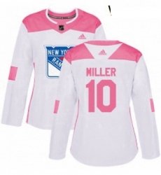 Womens Adidas New York Rangers 10 JT Miller Authentic WhitePink Fashion NHL Jersey Womens Adidas New York Rangers 10 JT Miller Authentic WhitePink Fashion NHL Jersey