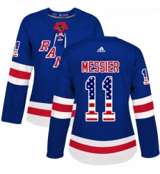 Womens Adidas New York Rangers 11 Mark Messier Authentic Royal Blue USA Flag Fashion NHL Jersey Womens Adidas New York Rangers 11 Mark Messier Authentic Royal Blue USA Flag Fashion NHL Jersey