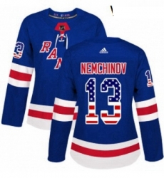Womens Adidas New York Rangers 13 Sergei Nemchinov Authentic Royal Blue USA Flag Fashion NHL Jersey Womens Adidas New York Rangers 13 Sergei Nemchinov Authentic Royal Blue USA Flag Fashion NHL Jersey