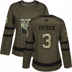 Womens Adidas New York Rangers 3 James Patrick Authentic Green Salute to Service NHL Jersey 