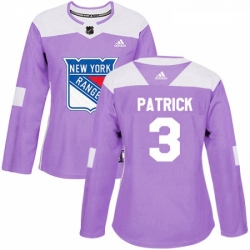 Womens Adidas New York Rangers 3 James Patrick Authentic Purple Fights Cancer Practice NHL Jersey 