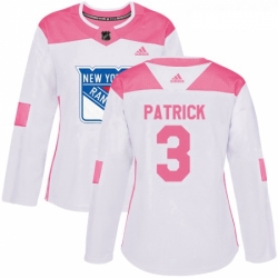 Womens Adidas New York Rangers 3 James Patrick Authentic WhitePink Fashion NHL Jersey 