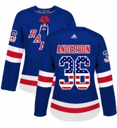 Womens Adidas New York Rangers 36 Glenn Anderson Authentic Royal Blue USA Flag Fashion NHL Jersey Womens Adidas New York Rangers 36 Glenn Anderson Authentic Royal Blue USA Flag Fashion NHL Jersey