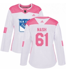 Womens Adidas New York Rangers 61 Rick Nash Authentic WhitePink Fashion NHL Jersey Womens Adidas New York Rangers 61 Rick Nash Authentic WhitePink Fashion NHL Jersey