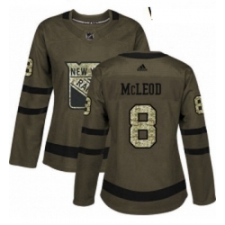 Womens Adidas New York Rangers 8 Cody McLeod Authentic Green Salute to Service NHL Jersey 