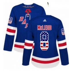 Womens Adidas New York Rangers 8 Cody McLeod Authentic Royal Blue USA Flag Fashion NHL Jersey 