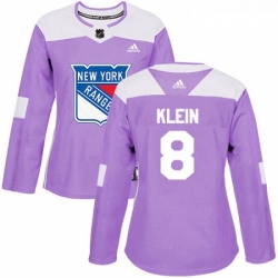 Womens Adidas New York Rangers 8 Kevin Klein Authentic Purple Fights Cancer Practice NHL Jersey 