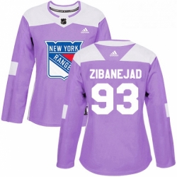 Womens Adidas New York Rangers 93 Mika Zibanejad Authentic Purple Fights Cancer Practice NHL Jersey 