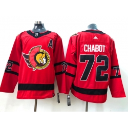Men Ottawa Senators 72 Thomas Chabot Red Adidas 2020 21 Reverse Retro Alternate NHL Jersey