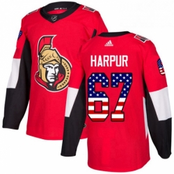 Mens Adidas Ottawa Senators 67 Ben Harpur Authentic Red USA Flag Fashion NHL Jersey 