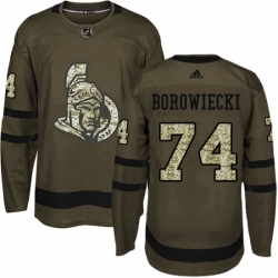 Youth Adidas Ottawa Senators 74 Mark Borowiecki Authentic Green Salute to Service NHL Jersey 
